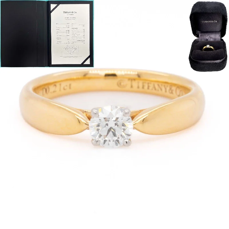 fairytale engagement rings -Tiffany & Co. Platinum & 18k Gold Diamond Engagement Ring 0.21ct G VS1 BOX CERT