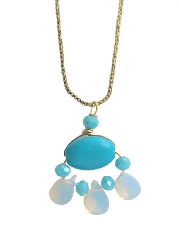 simple pendant necklaces for women -Xochitl Turquoise Opalite Necklace