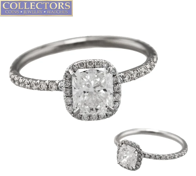 celestial engagement rings -Exquisite Ladies Estate Platinum 950 0.80 CT Radiant Cut Diamond Engagement Ring