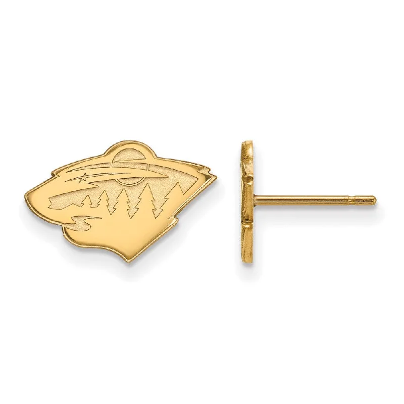 zodiac sign earrings for women -SS 14k Yellow Gold Plated NHL Minnesota Wild XS Post Earrings