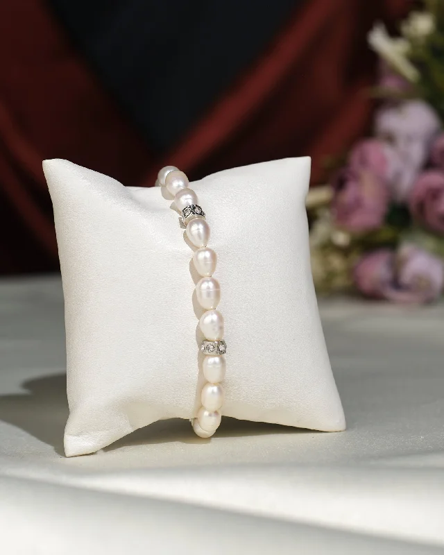 wedding pearl bracelets for women -Elegant White 1 line Bracelet