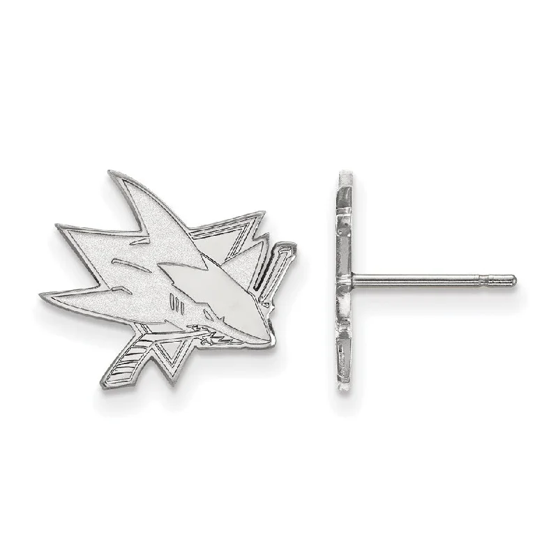 elegant drop earrings for women -14k White Gold NHL San Jose Sharks Small Post Earrings