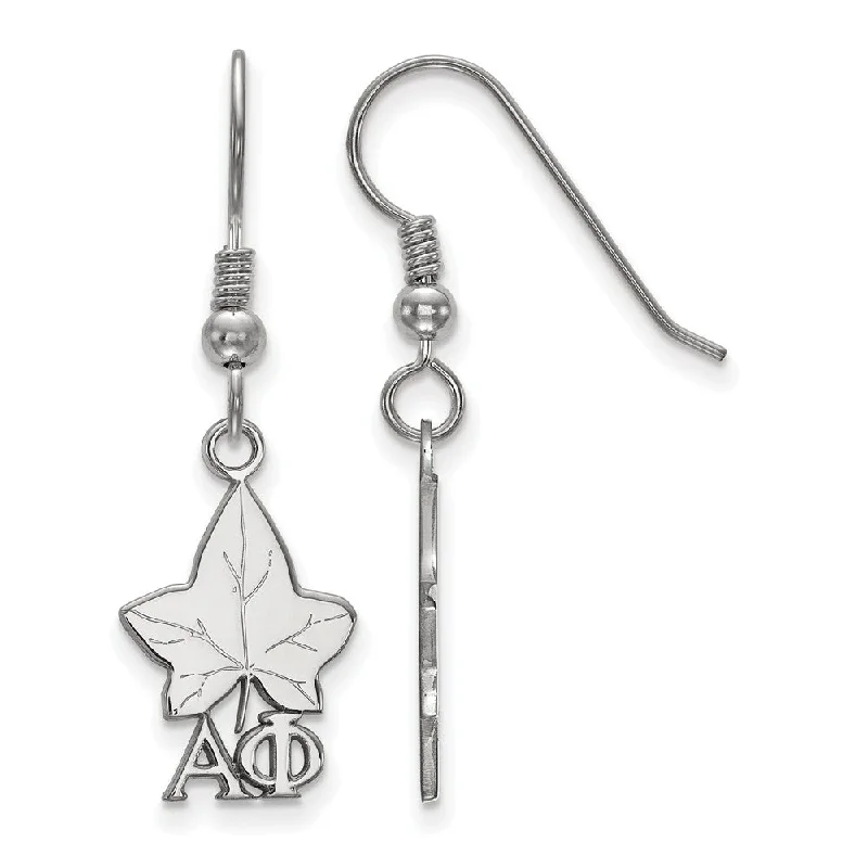 gold-plated earrings for women -Sterling Silver Alpha Phi Small Dangle Earrings