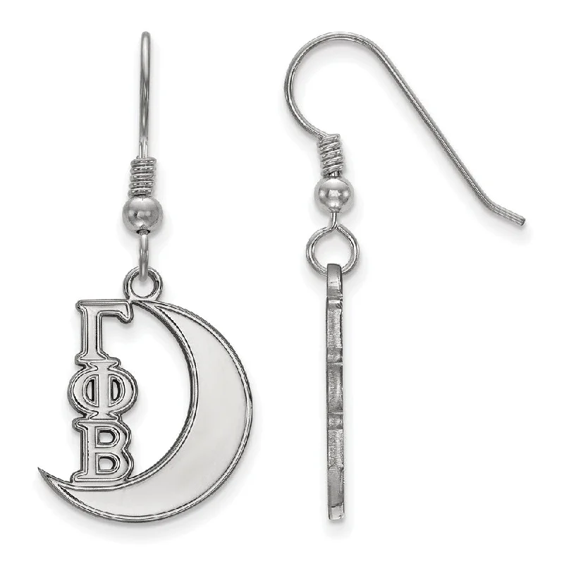 white gold earrings for women -Sterling Silver Gamma Phi Beta Small Dangle Earrings