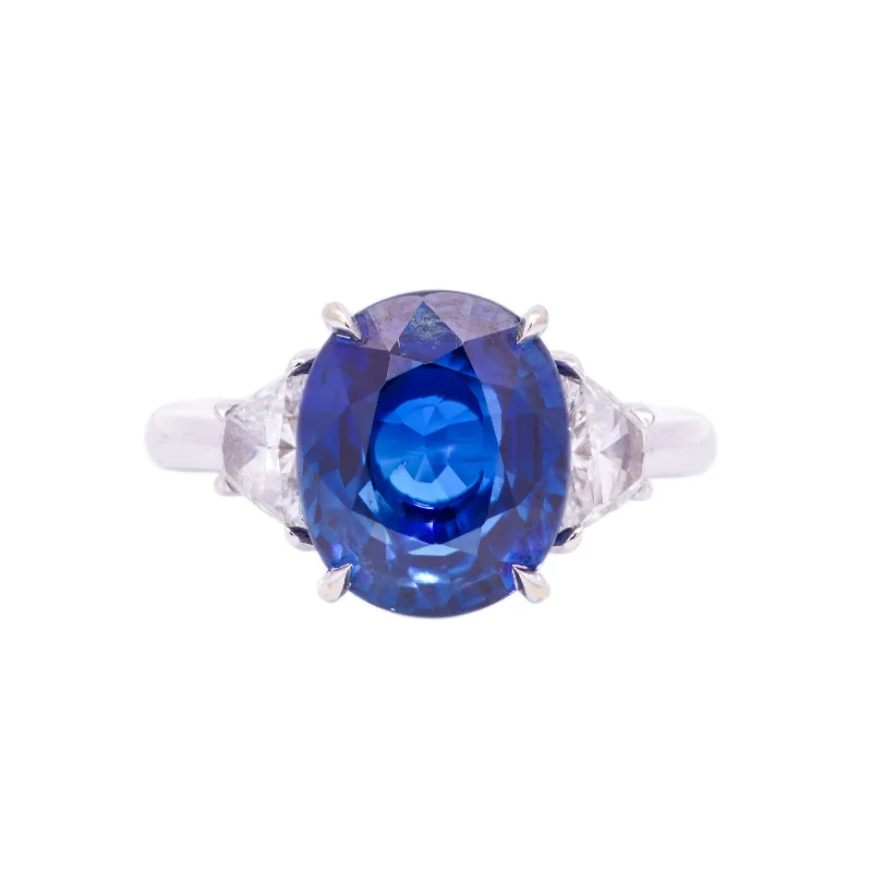 geometric rings for women -Contemporary Oval Sapphire & Diamond Ring