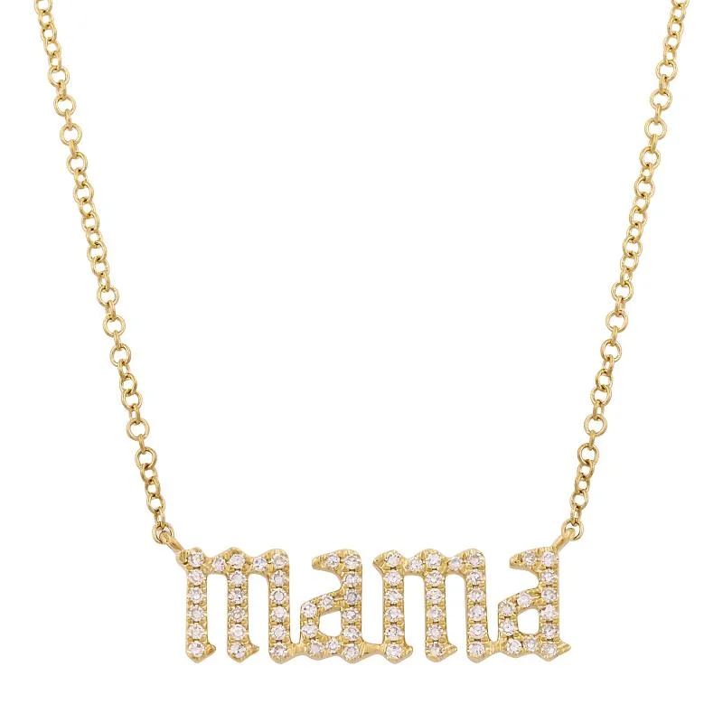 baguette stone necklaces for women -MAMA  LETTER NECKLACE