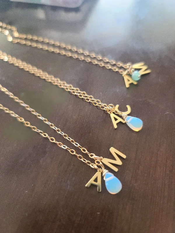 dainty necklaces for women -Initial Opalite Necklace