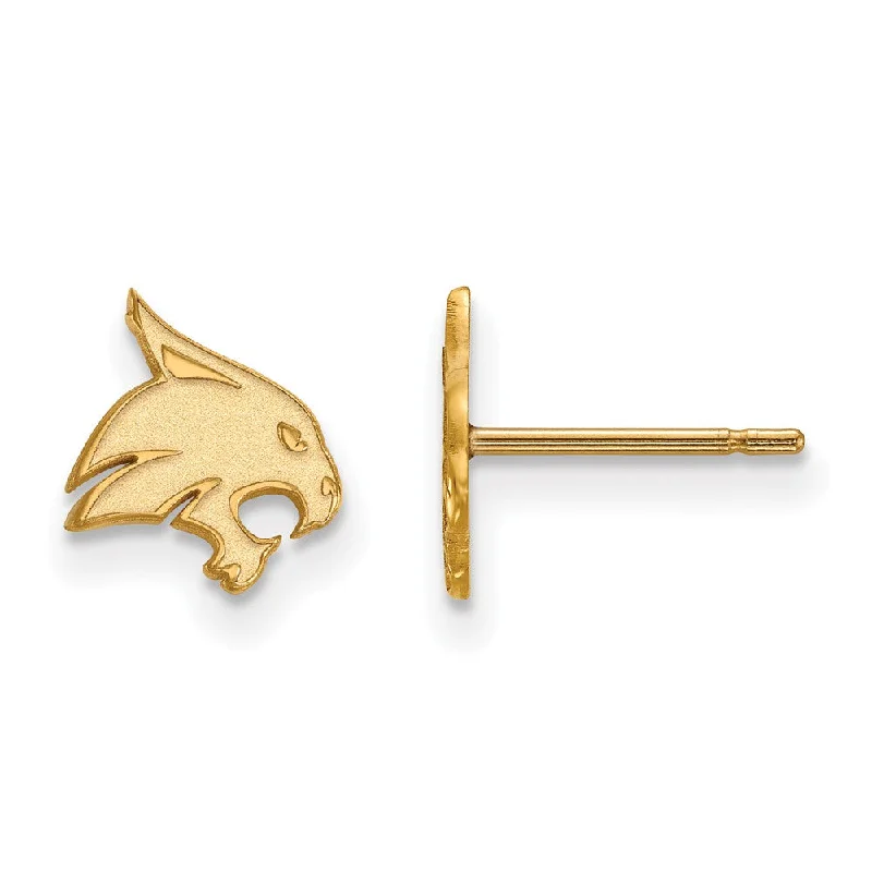 trendy earrings for women -14k Gold Plated Silver Texas State University XS (Tiny) Post Earrings