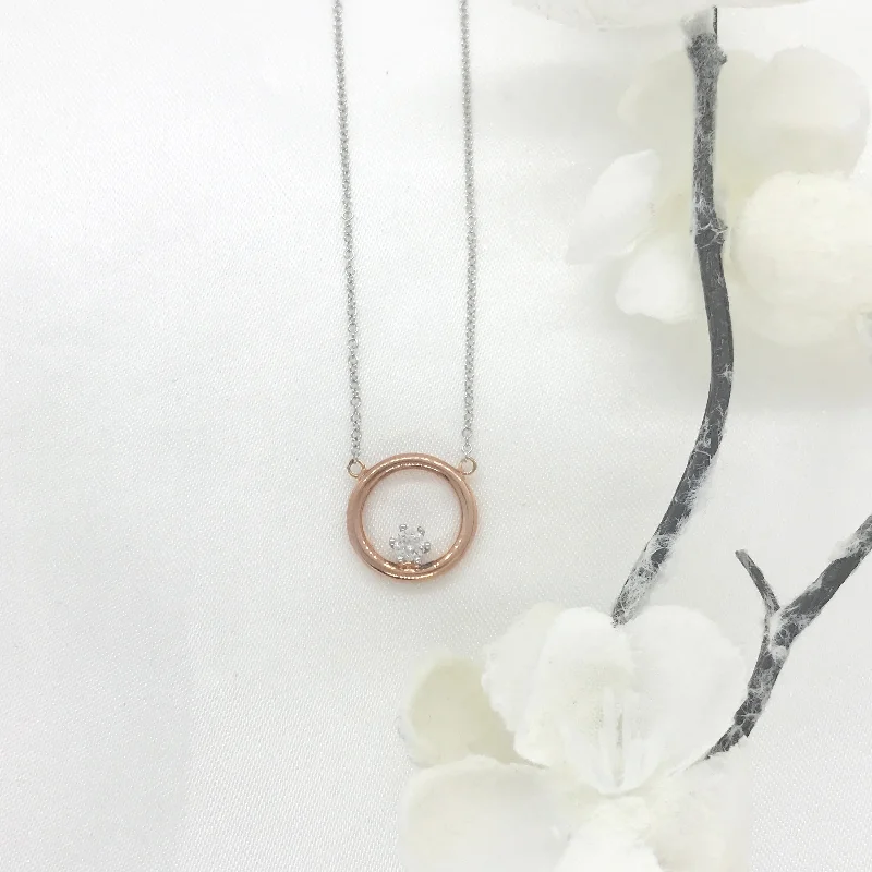 stylish silver necklaces for women -10K Gold Circle Necklace with CZ