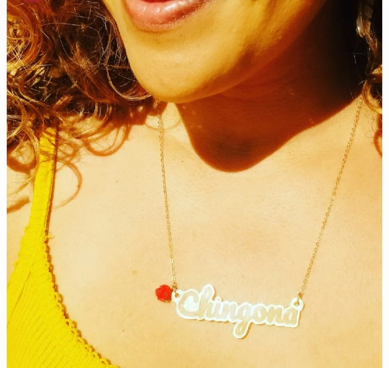 minimalist gold necklaces for women -Chingona Charm Necklace