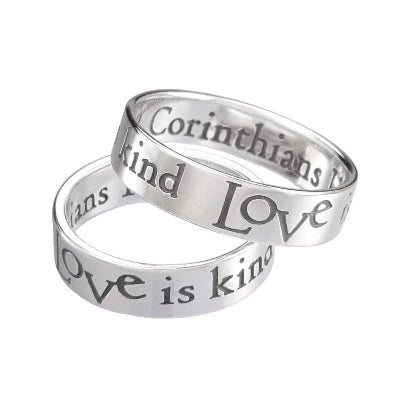 thin stacking rings for women -1 Corinthians 13:4 Poesy Ring ~ Love is Patient, Love is Kind