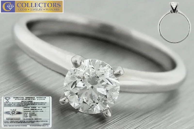 tension set engagement rings -Vintage Estate 18K White Gold Platinum 0.92ct Diamond Solitaire Engagement Ring