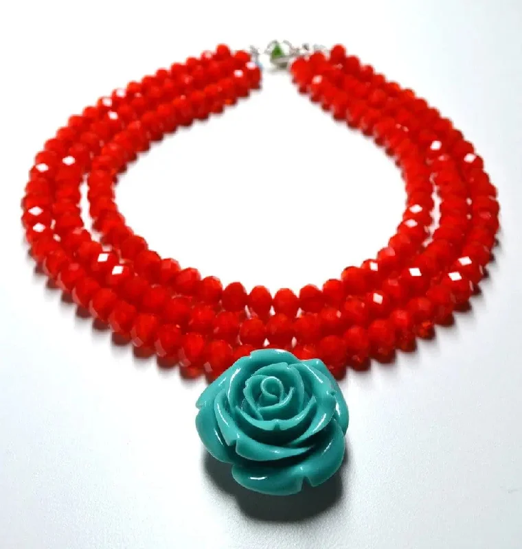 multi-stone necklaces for women -Rosa Crystal Rose Necklace