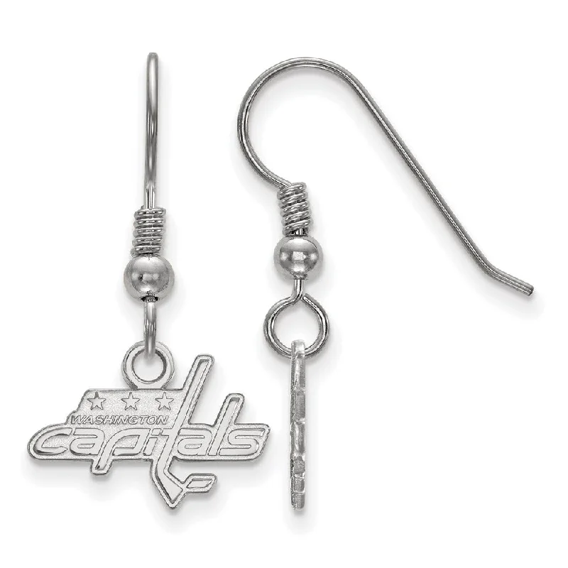 white gold earrings for women -Sterling Silver NHL Washington Capitals XS Dangle Earrings