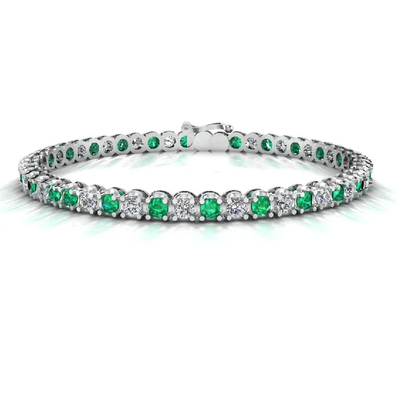 bold fashion bracelets for women -Round Brilliant Diamond and Emerald Bracelet BRDE45558