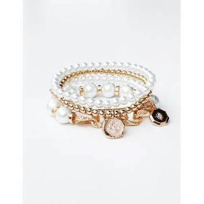 bold fashion bracelets for women -Meghan Browne Ginger Bracelet - Gold Pearl