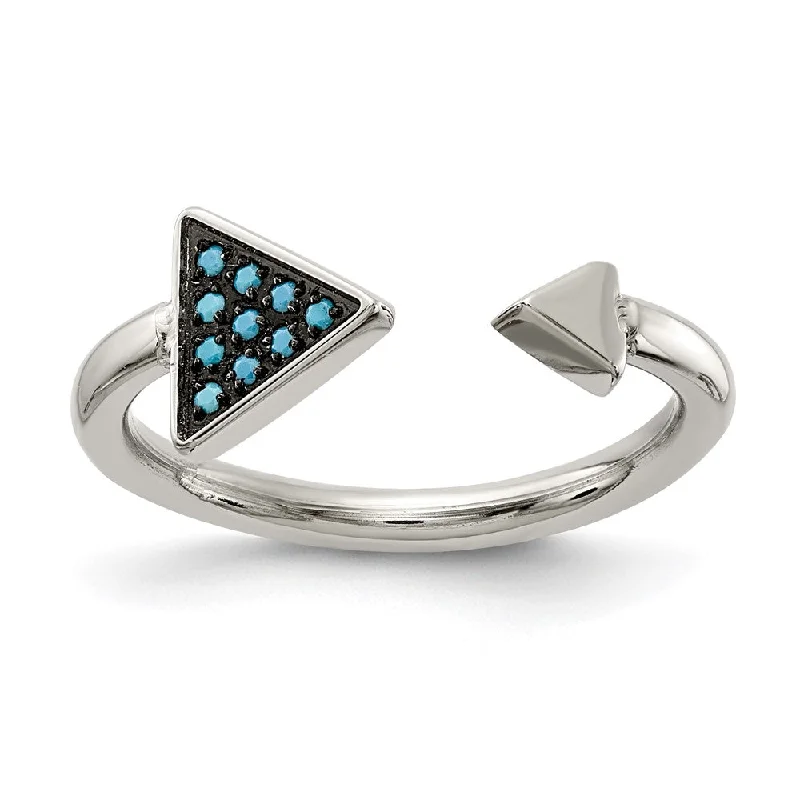 stylish rings for women -Stainless Steel Reconstructed Turquoise Triangle Open Ring