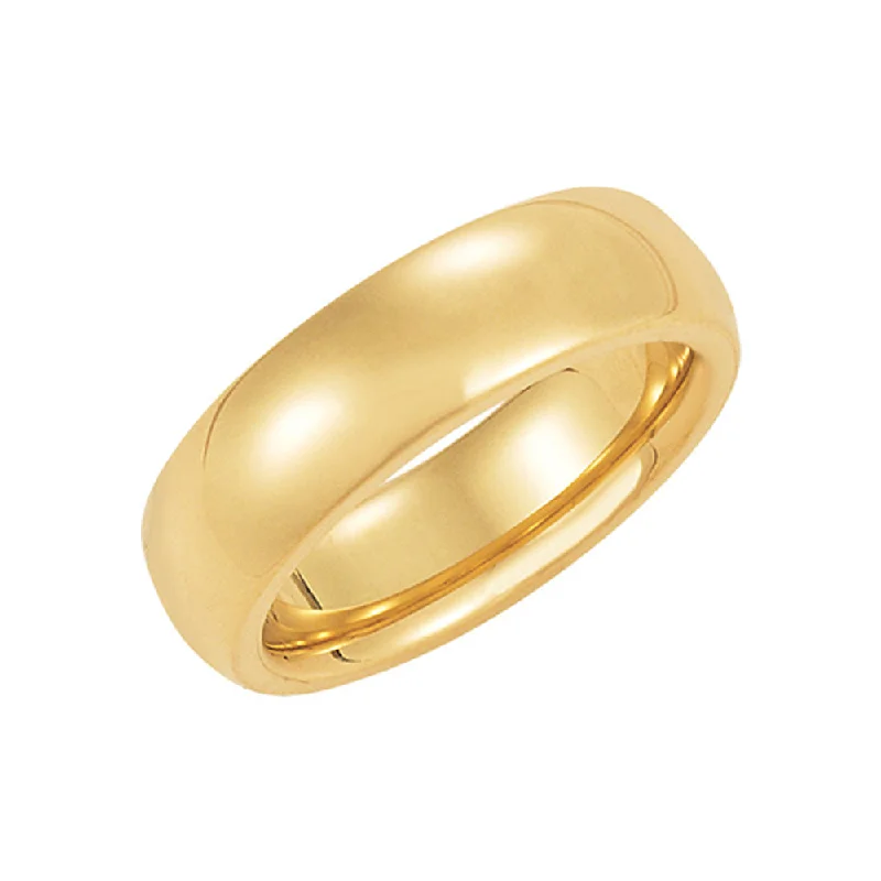 dainty rings for women -6mm Heavy Polished Domed Comfort Fit 14k Yellow Gold Band