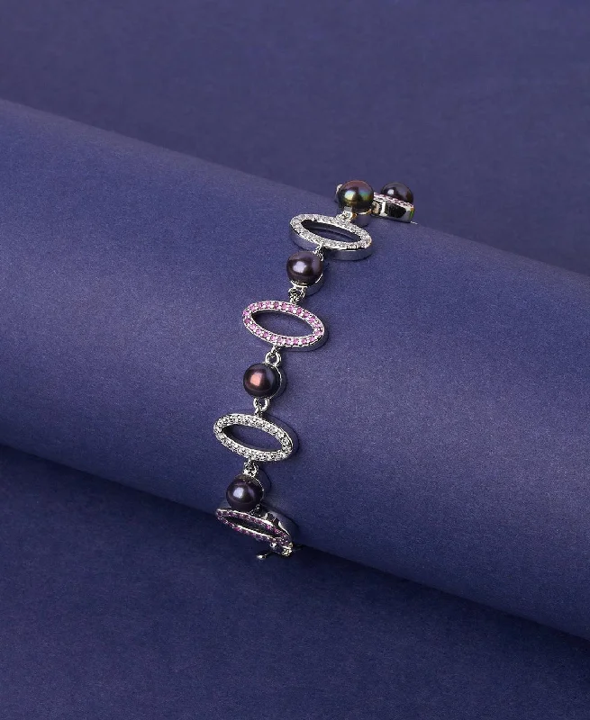 celestial bracelets for women -Ritzy Stone Studded Rhodium Bracelet