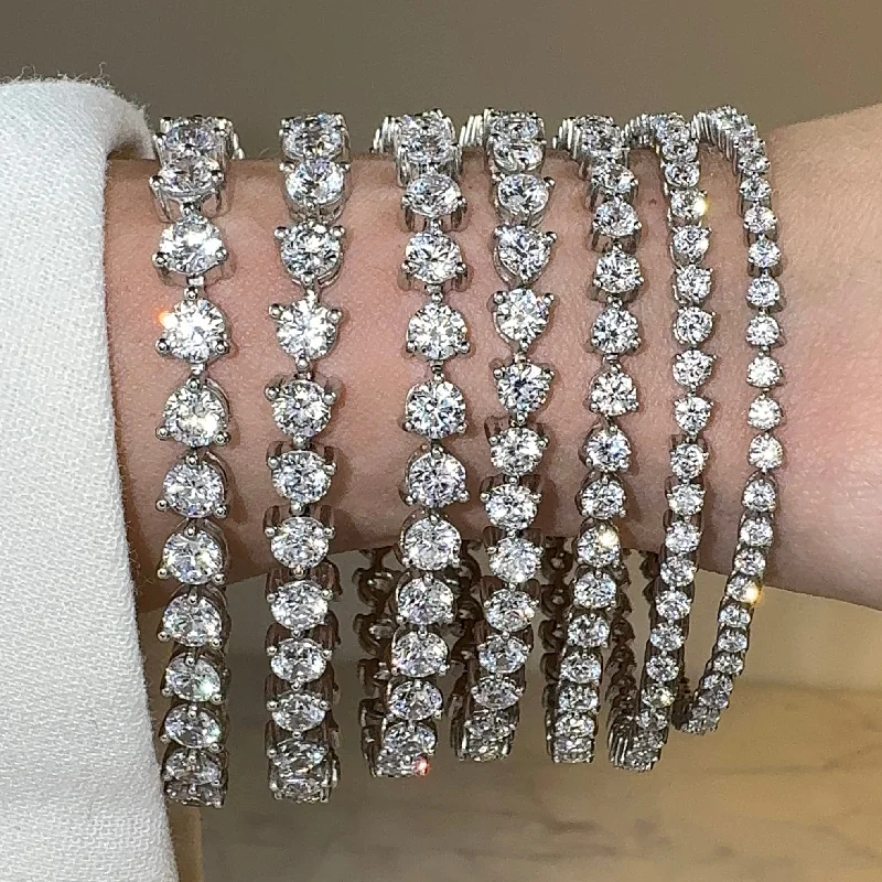 oversized statement bracelets -Round Brilliant Diamond 3 Prong Bracelet BR45512