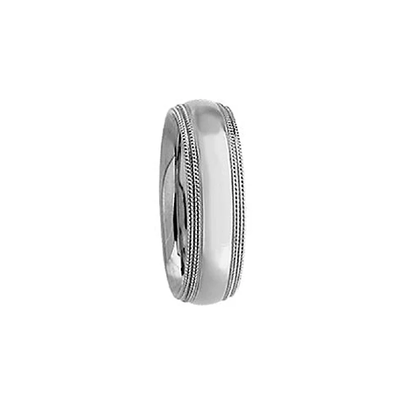 antique rings for women -6mm Double Milgrain Comfort Fit Domed Band in 14k White Gold