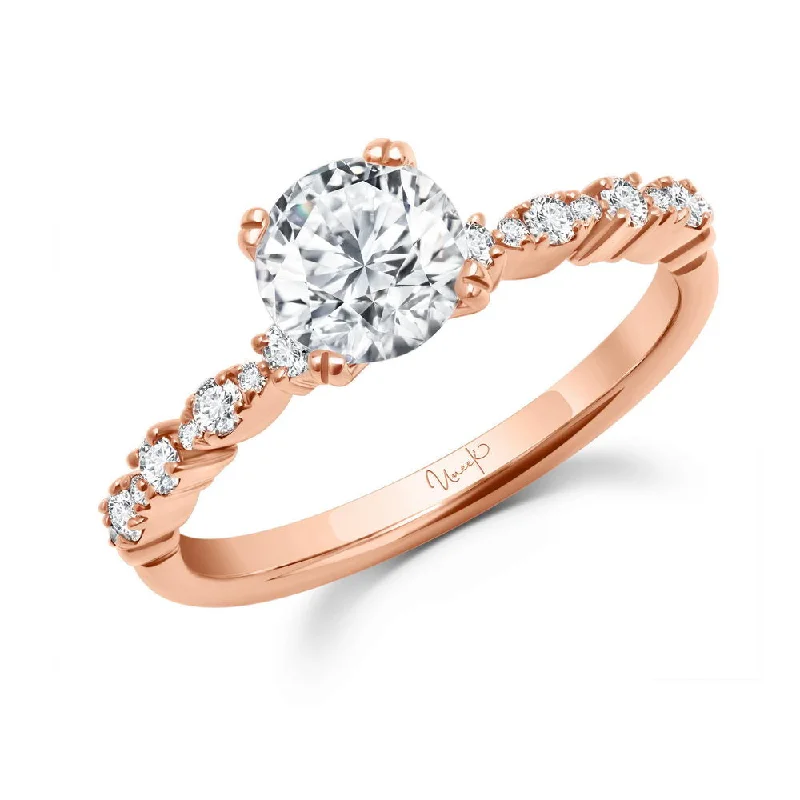 criss-cross engagement rings -Uneek Us Collection Straight Round Engagement Ring