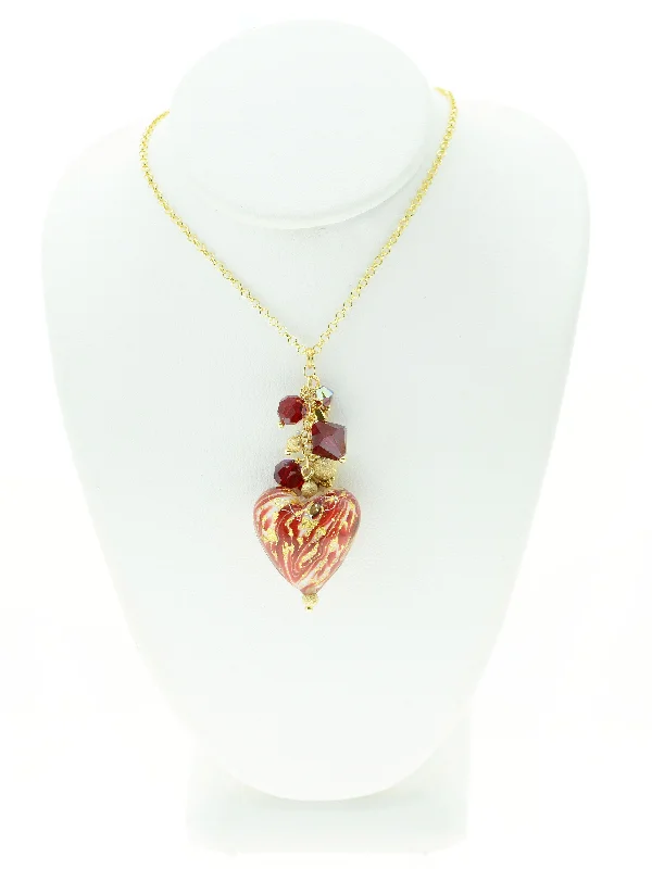 antique necklaces for women -Red Ca D'Oro Venetian Glass Heart Necklace