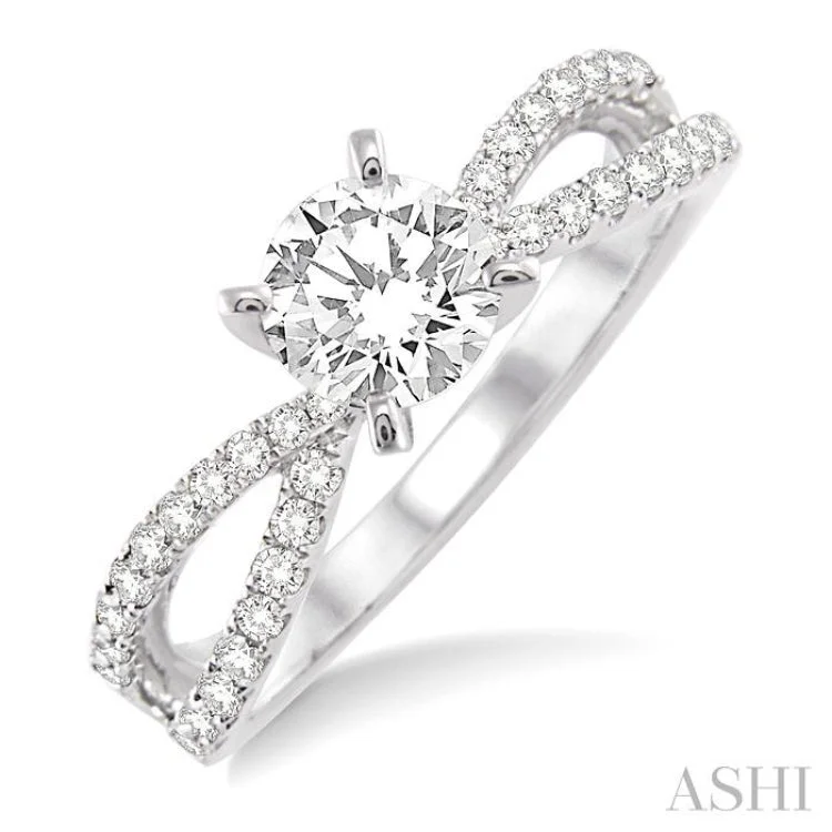 designer engagement rings -1/3 Ctw Diamond Semi-Mount Engagement Ring in 14K White Gold