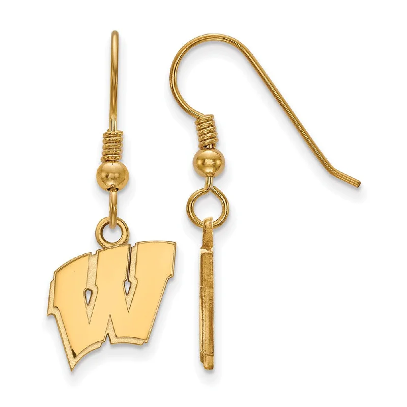 rose quartz earrings for women -14k Gold Plated Silver University of Wisconsin SM Dangle Earrings