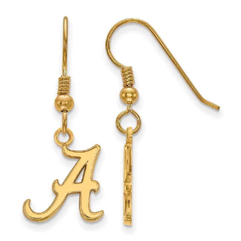 diamond earrings for women -14k Gold Plated Silver University of Alabama SM Dangle Earrings