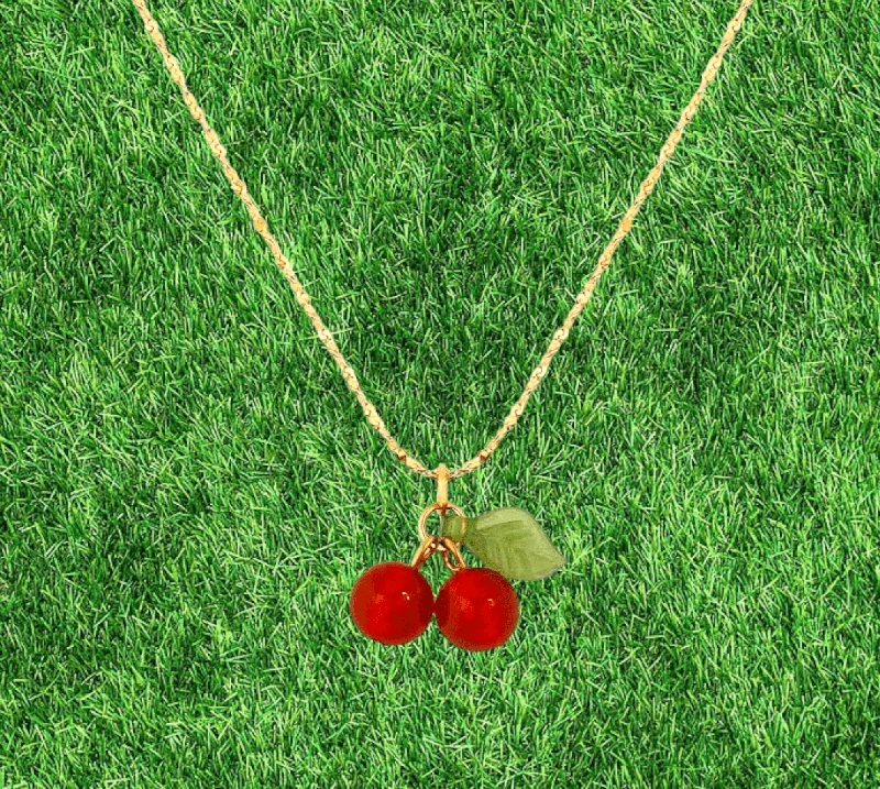 birthstone necklaces for women -Cherry Charm Necklace