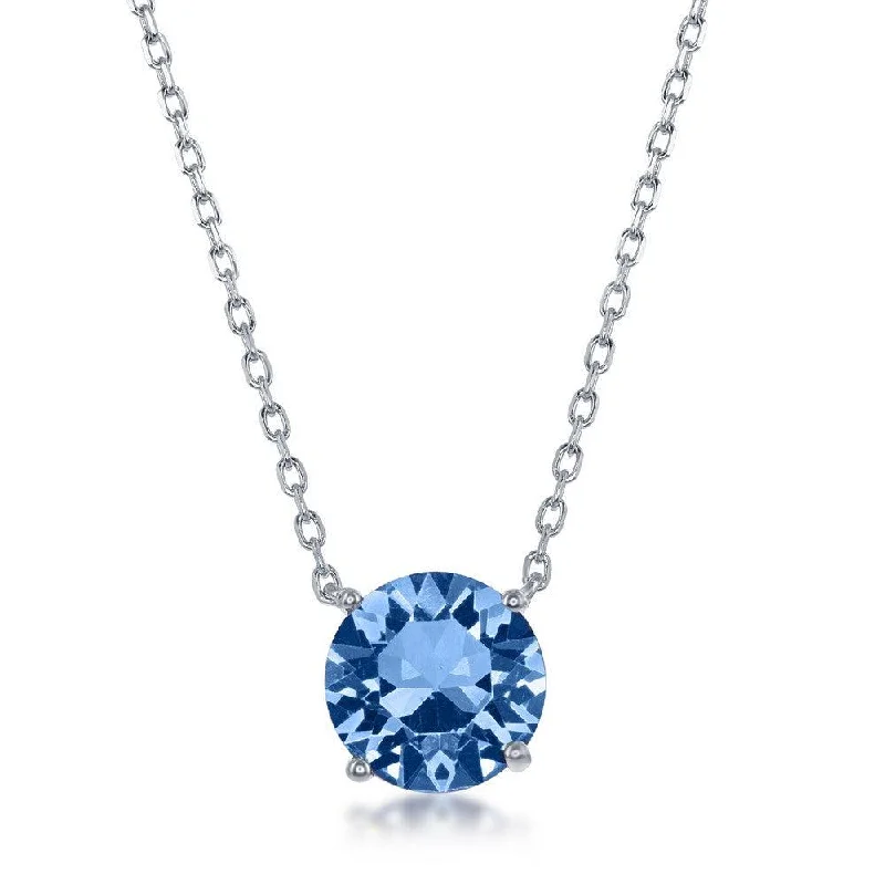 beaded necklaces for women -Sterling Silver Sapphire "December" Swarovski Element Necklace