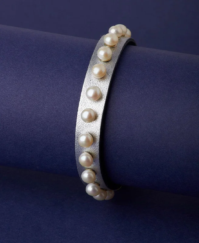 minimalist bracelets for women -Fashionable Real Pearl Band Bracelet