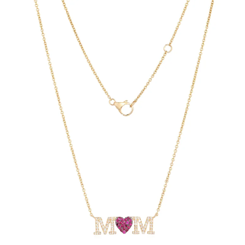 minimalist necklaces for women -MOM RUBY + DIAMOND NECKLACE