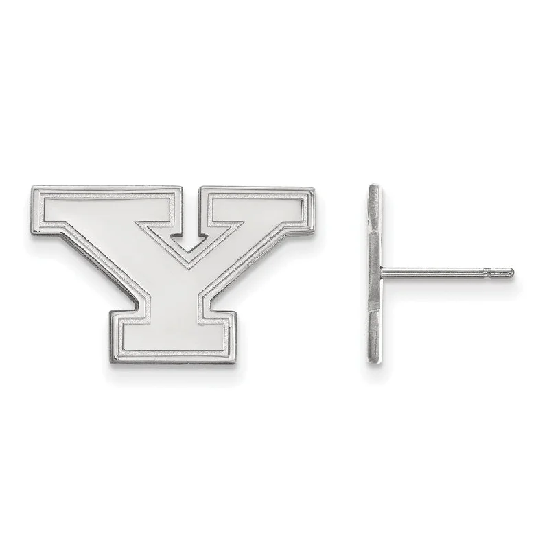 modern geometric earrings for women -10k White Gold Youngstown State Small Post Earrings