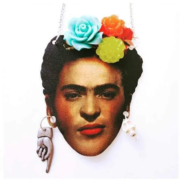 minimalist gold necklaces for women -Frida Kahlo Self Portrait Necklace