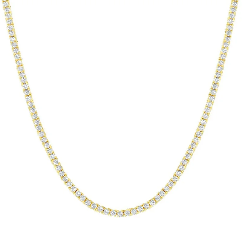 chunky necklaces for women -Classic Women's Necklace - Gold Plated Sterling Silver 2mm CZ Tennis | M-6885-16