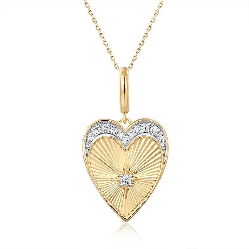 silver necklaces for women -LIA FLUTED HEART NECKLACE.