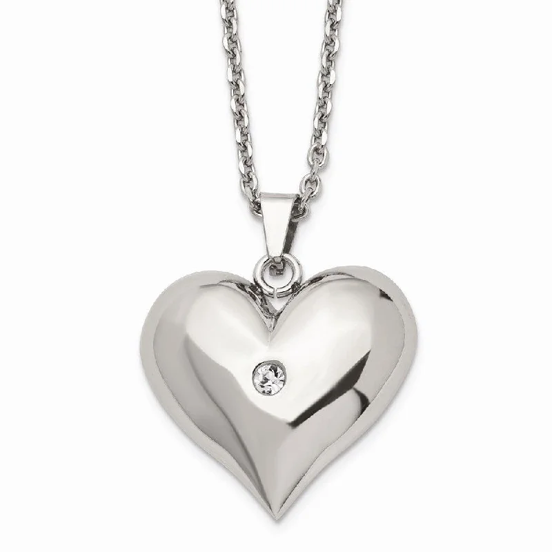 diamond infinity necklaces for women -Stainless Steel Polished w/ Crystal Heart Necklace