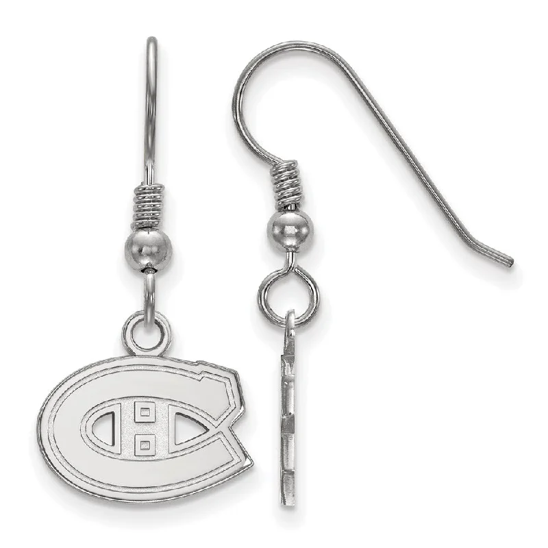 cubic zirconia earrings for women -Sterling Silver NHL Montreal Canadiens XS Dangle Earrings