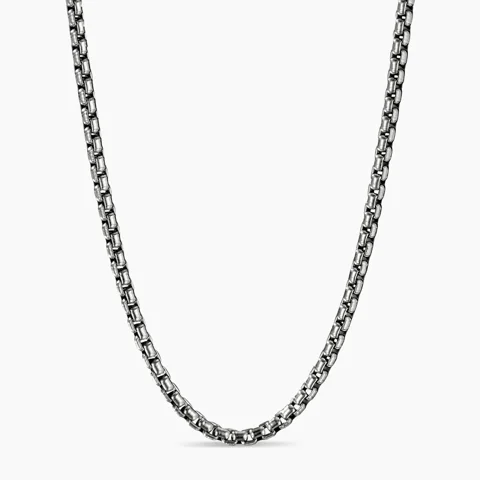 minimalist everyday necklaces for women -DREW STAINLESS MEN'S BOX CHAIN NECKLACE - 3MM + 5MM