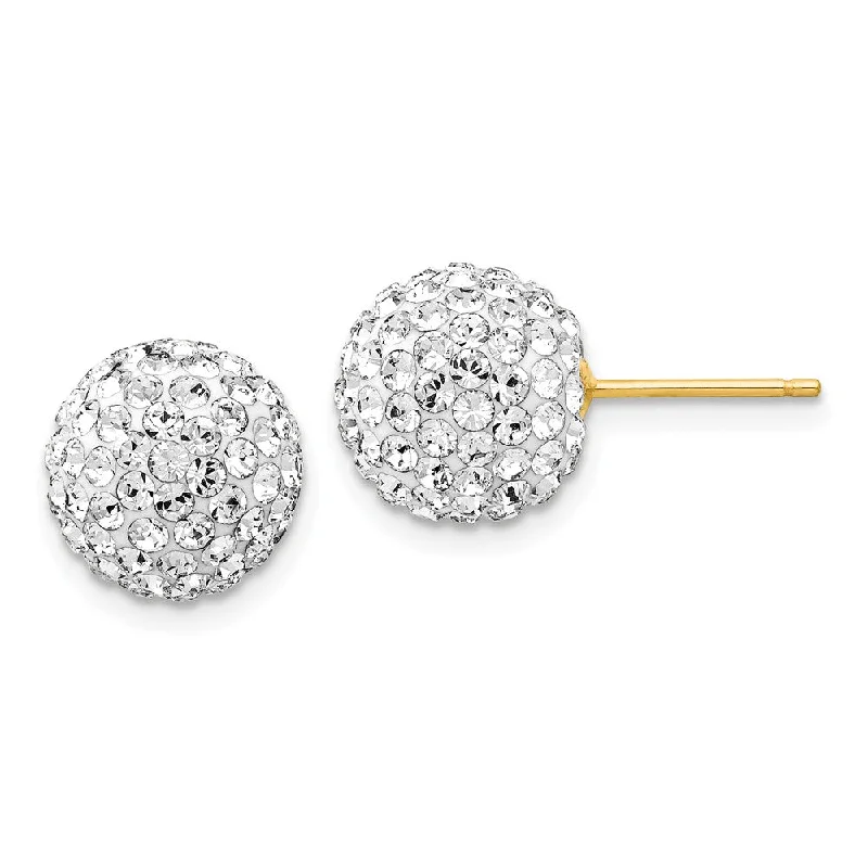 cubic zirconia earrings for women -10mm Crystal Ball Earrings with a 14k Yellow Gold Post