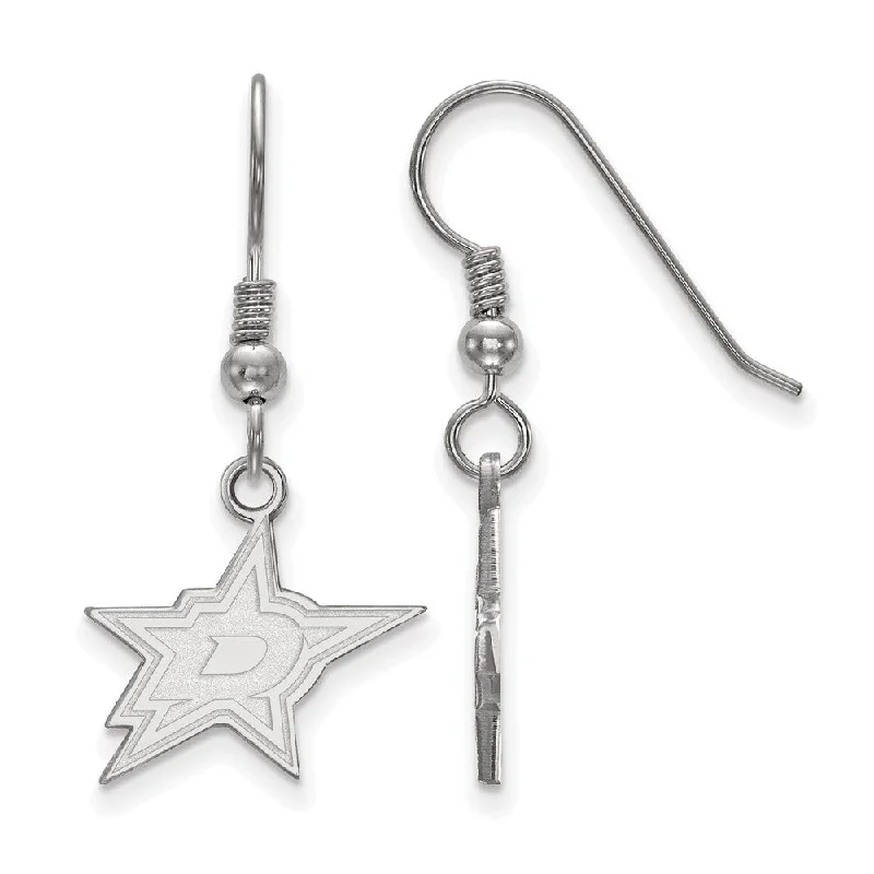 nature-inspired earrings for women -Sterling Silver NHL Dallas Stars Small Dangle Earrings