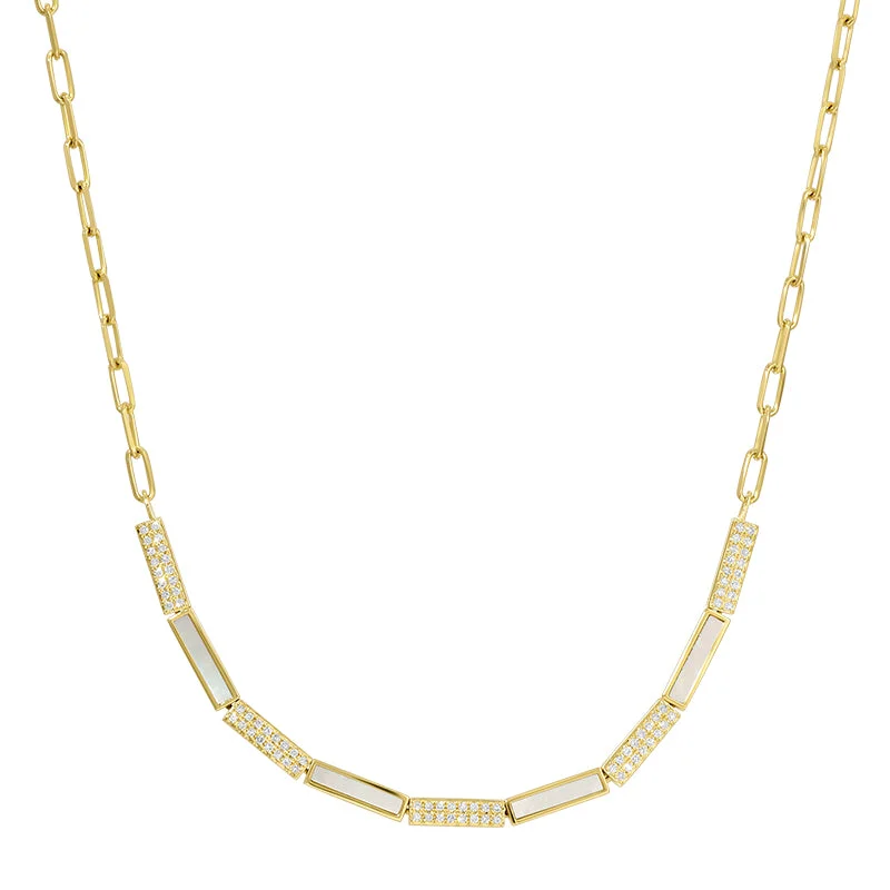 minimalist necklaces for women -PACEE DIAMOND BAR  LINK NECKLACE.