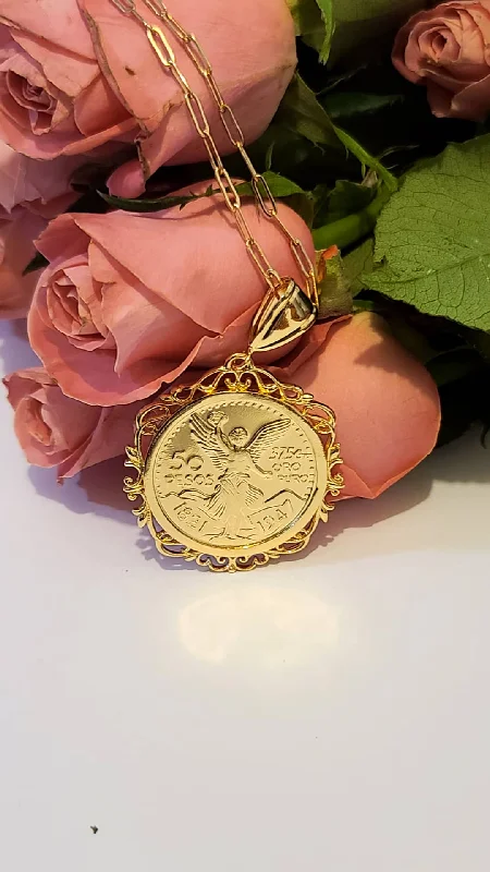 wedding necklaces for women -Mexican Gold Coin Necklace