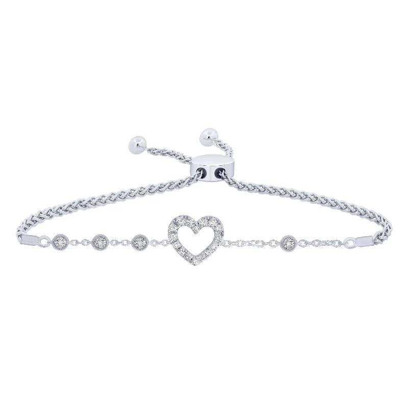 opal bracelets for women -Sterling Silver 2/5Ctw Heart Friendship Bracelet