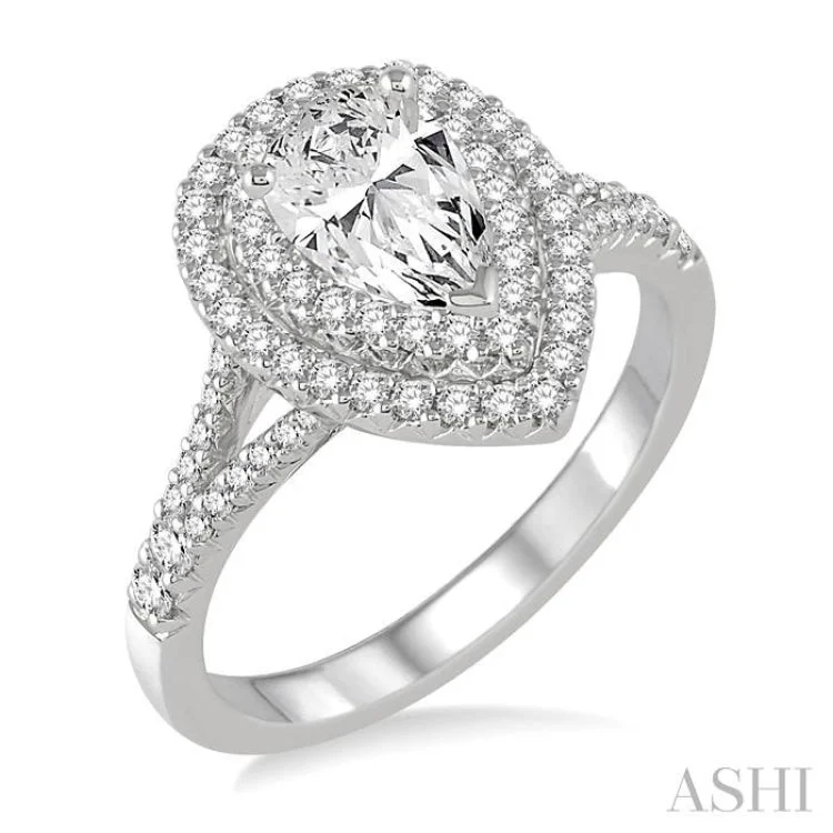 promise engagement rings -1/2 Ctw Diamond Semi-mount Engagement Ring in 14K White Gold