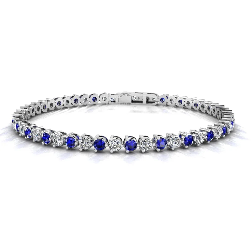 rose quartz bracelets for women -Round Brilliant Diamond and Sapphire 3 Claw Bracelet BRDS45512