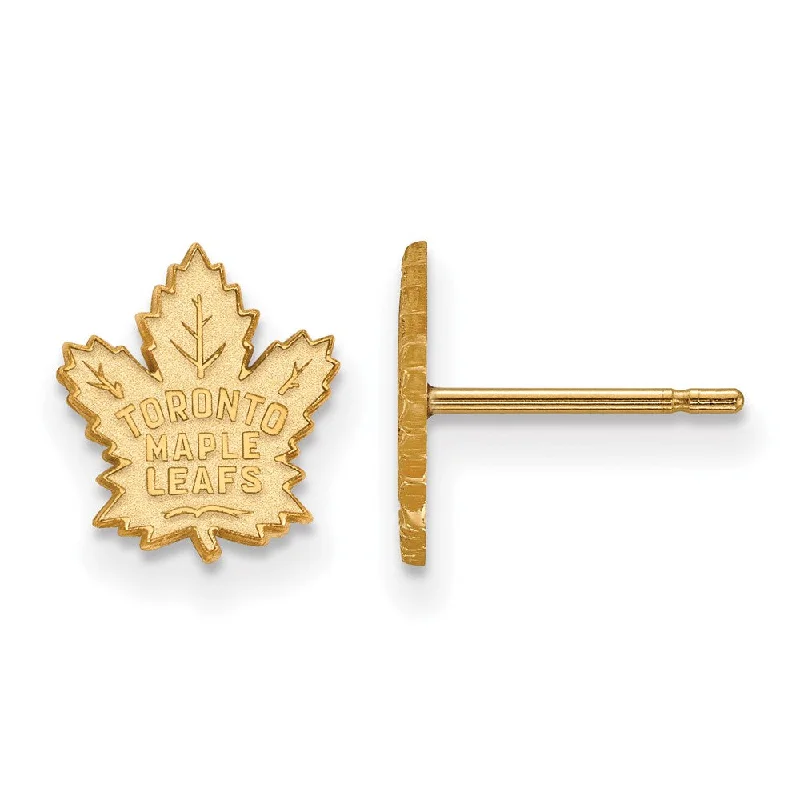 minimalist earrings for women -14k Yellow Gold NHL Toronto Maple Leafs XS Post Earrings