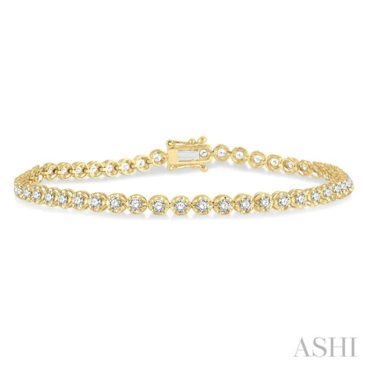 beaded bracelets for women -2 Ctw Round Cut Diamond Illusion Bracelet in 10K Yellow Gold